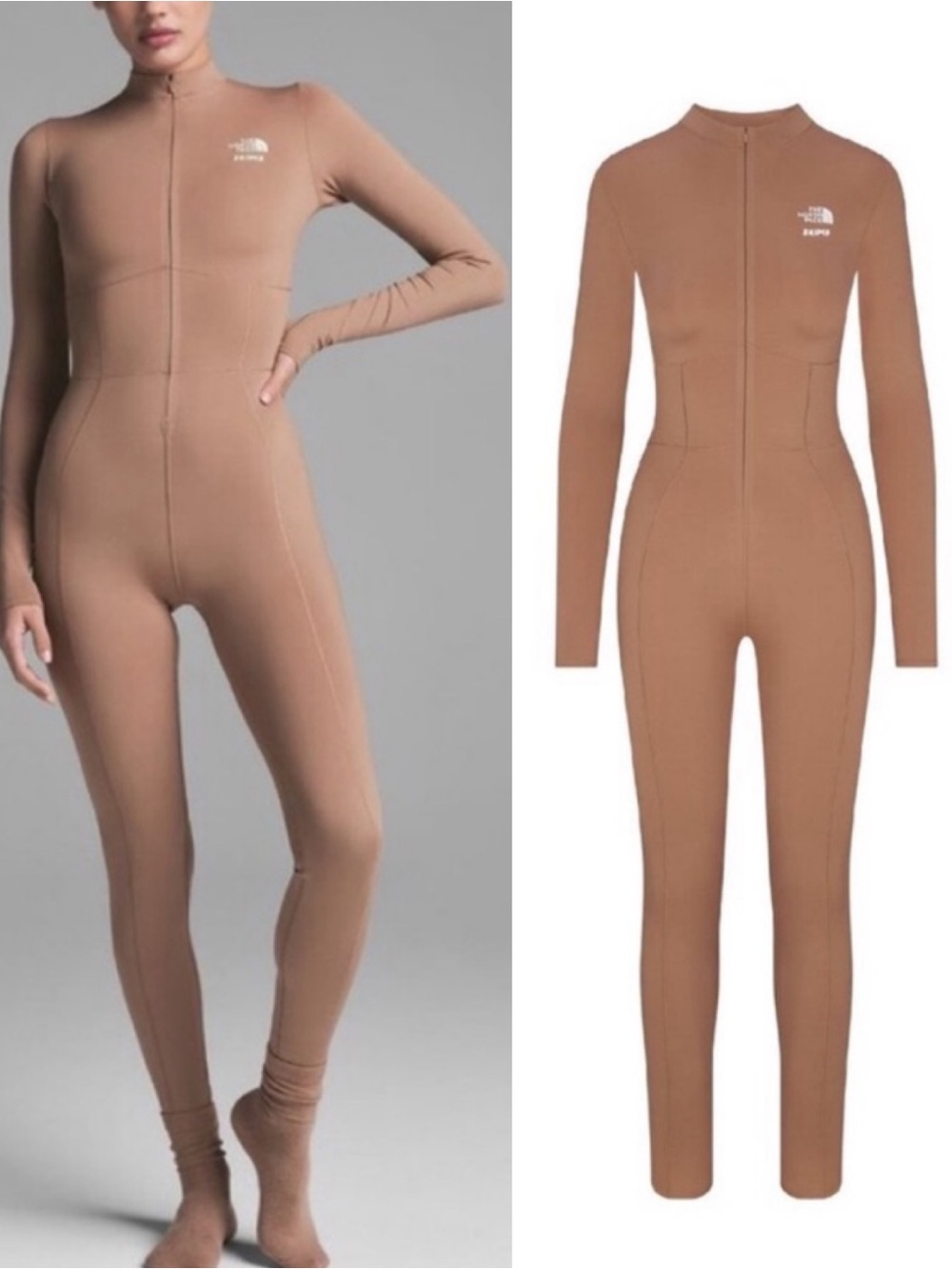 SKIMS X The North Face Refina Bodysuit Sienna Tan Brown Jumpsuit